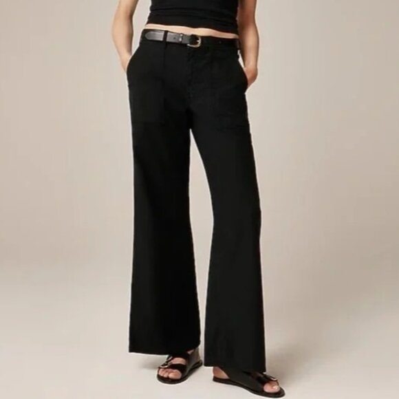NWT J.Crew Women's Sz 26 Black Camp-Pocket Wide-Leg Pant Relaxed Utility CI936 - Picture 1 of 12